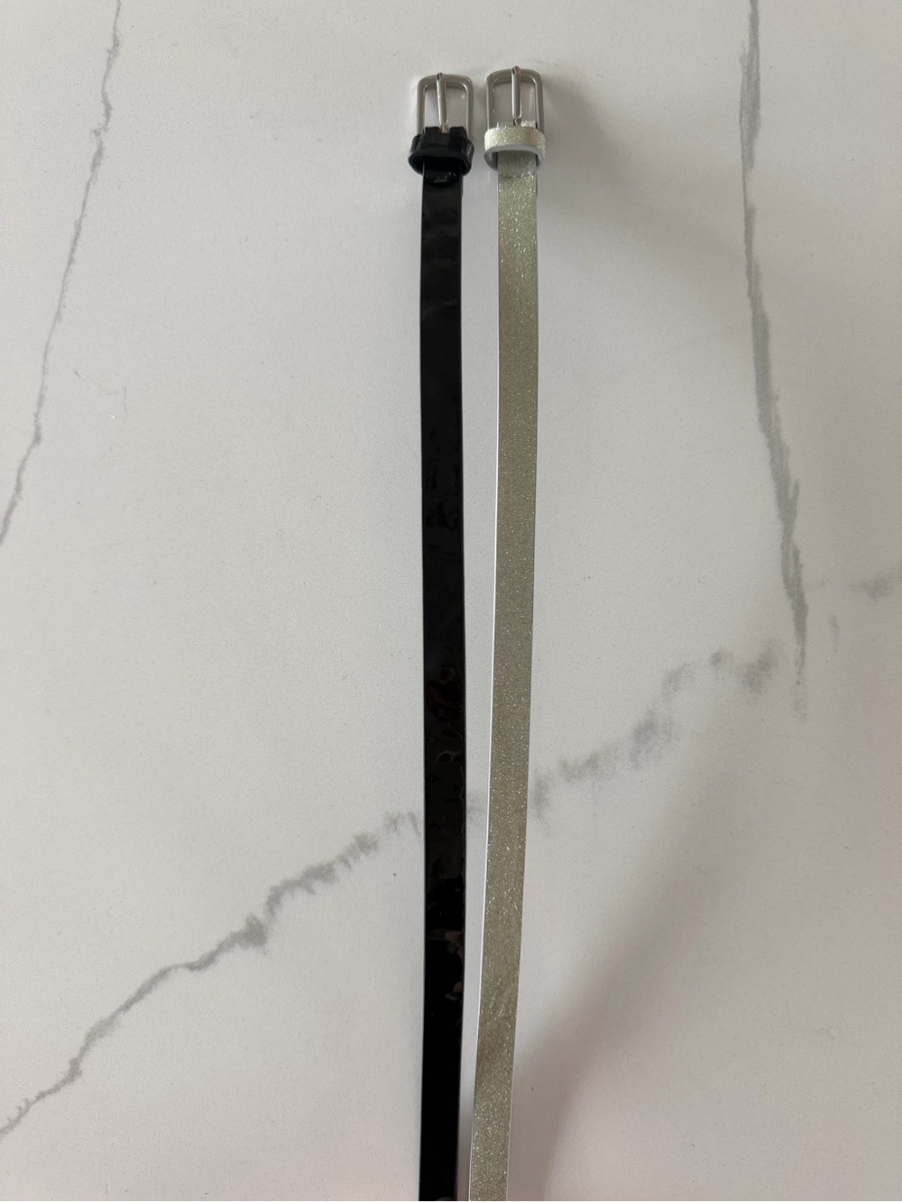 Pair of Skinny Black & Silver Belts – Forever 21